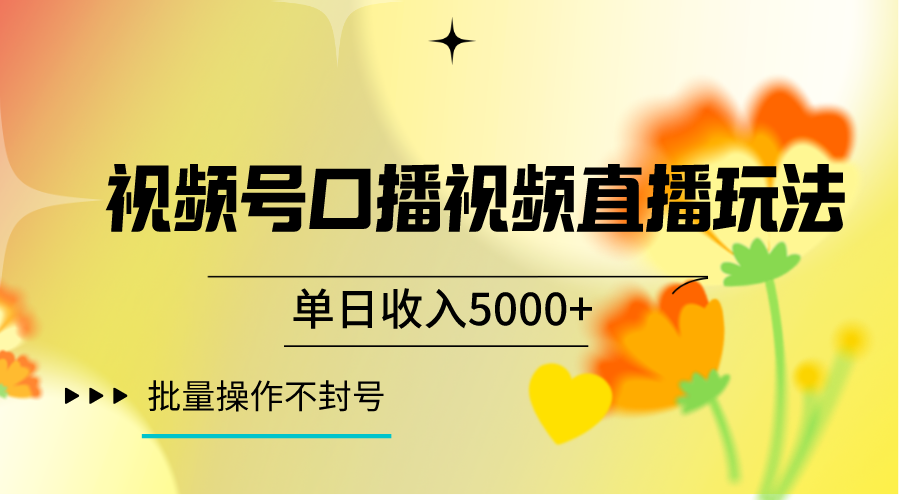 fy2177期-视频号口播视频直播玩法单日收入5000+，一种可以单号持续操作的玩法(探索视频号口播视频直播的新玩法单日收入5000+的持续操作策略)