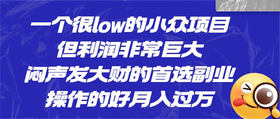 （FY-1026期）一个很low的小众项目，但利润非常巨大，闷声发大财的首选副业，操作的好月入过万(“抖音快手上的低门槛高收益项目月入过万不是梦”)
