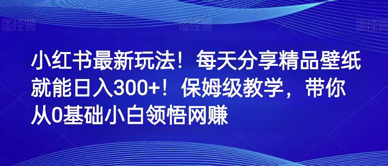fy1859期-小红书最新玩法！每天分享精品壁纸就能日入300+！保姆级教学，带你从0领悟网赚