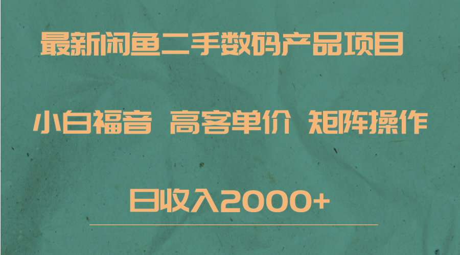 fy1568期-最新闲鱼二手数码赛道，小白福音，高客单价，矩阵操作，日收入2000+