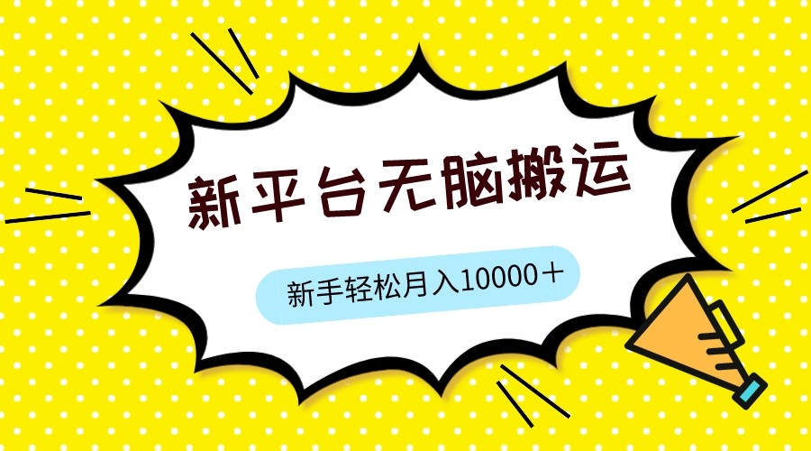 fy1543期-新平台用软件无脑搬运，月赚10000+，小白也能轻松上手