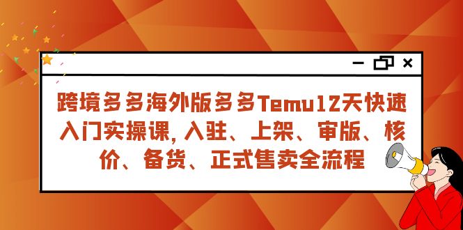 fy1834期-跨境多多海外版多多Temu12天快速入门实战课，从入驻 上架到正式售卖全流程