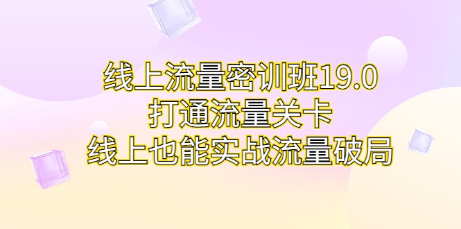 fy1335期-线上流量密训班19.0，打通流量关卡，线上也能实战流量破局