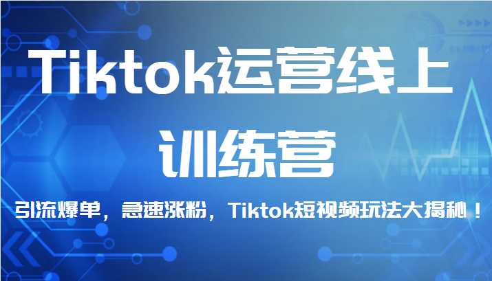 fy1056期-Tiktok运营线上训练营，引流爆单，急速涨粉，Tiktok短视频玩法大揭秘！
